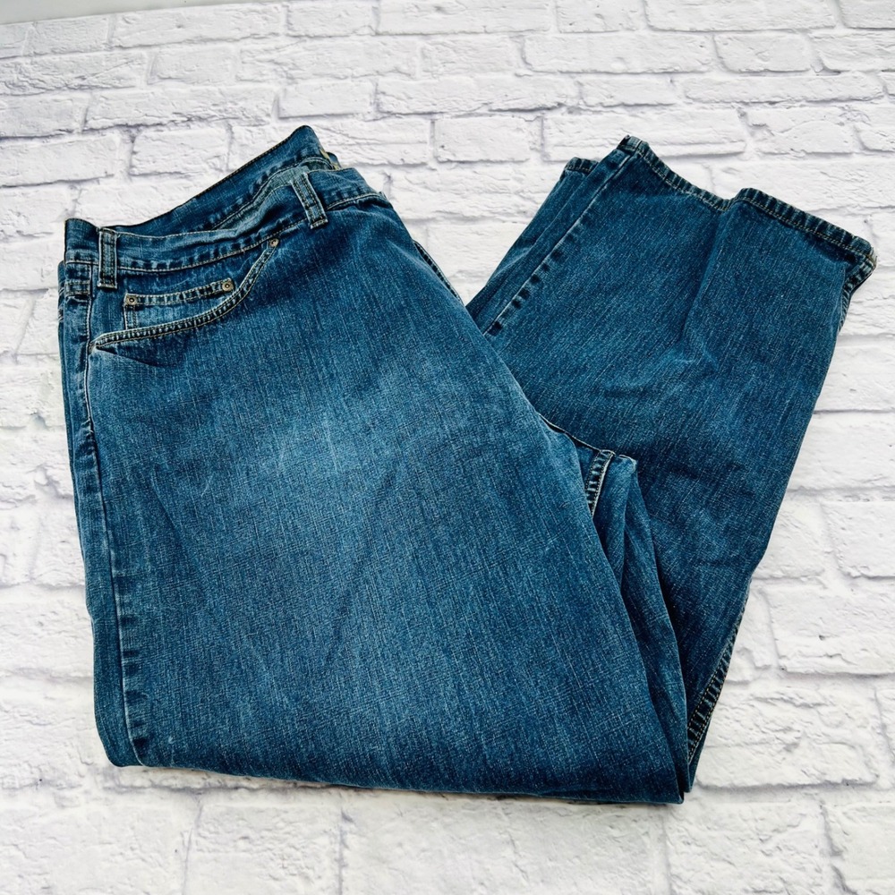 Axist Mens Relaxed Fit Straight Leg Jeans Blue Medium Wash 48x32 Cotton